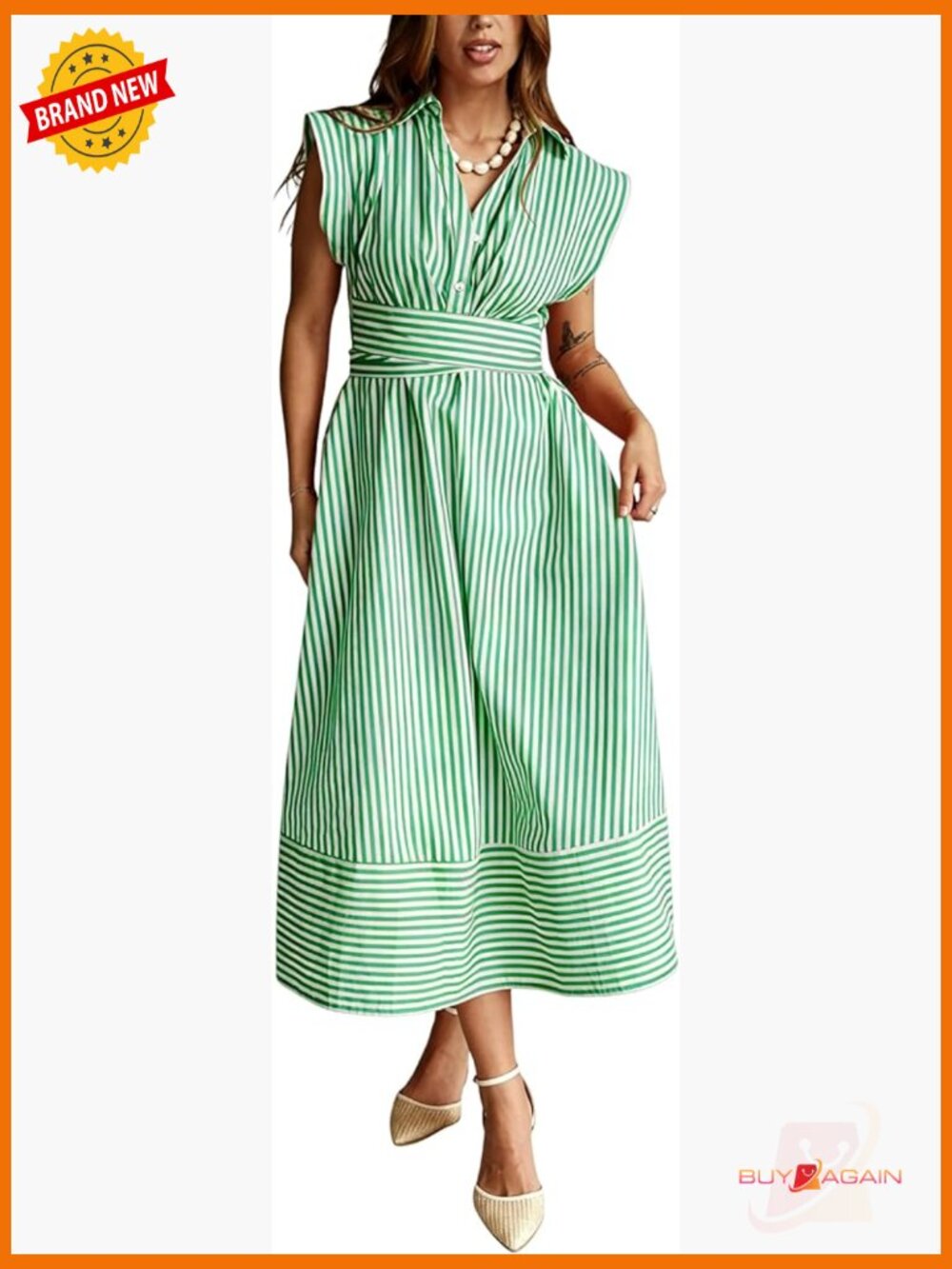 Sleeveless Button Down Maxi Dress With Belt Side Pockets